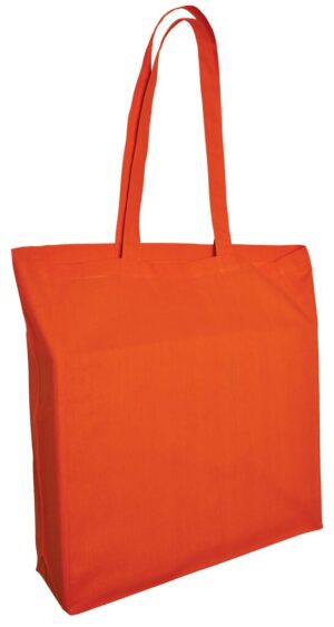 Katoenen tas met bodemvouw en lang hengsels 135 gr/m2, 38x42x10 cm, oranje