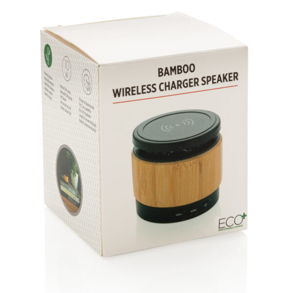 Bamboe 3W speaker met draadloze oplader