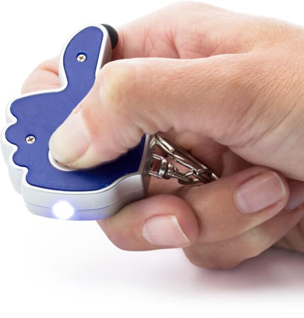 2-in-1 sleutelhanger thumbs up duim met stylus en led lampje blauw c