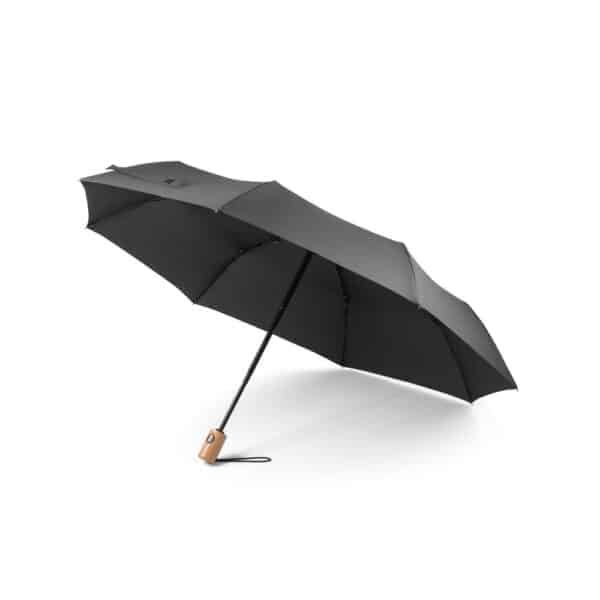 RPET Opvouwbare polyester (190T) paraplu RIVER Ø 99 x 57 cm zwart