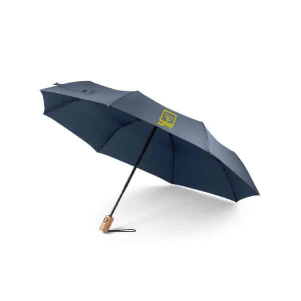RPET Opvouwbare polyester (190T) paraplu RIVER Ø 99 x 57 cm donkerblauw logo