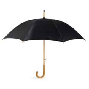 Automatische polyester (190T) paraplu met houten handvat CUMULI Ø 104 x 89 cm zwart