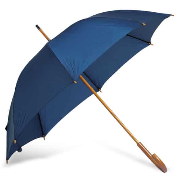 Automatische polyester (190T) paraplu met houten handvat CUMULI Ø 104 x 89 cm donkerblauw top