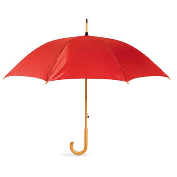 Automatische polyester (190T) paraplu met houten handvat CUMULI Ø 104 x 89 cm rood