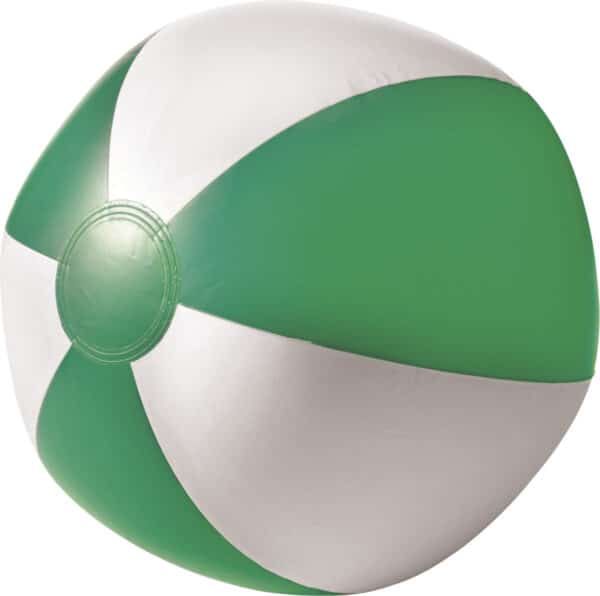 Compacte strandbal met witte en gekleurde vlakken Playa Ø 23-25 cm groen-wit