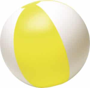 Compacte strandbal met witte en gekleurde vlakken Playa Ø 23-25 cm geel-wit