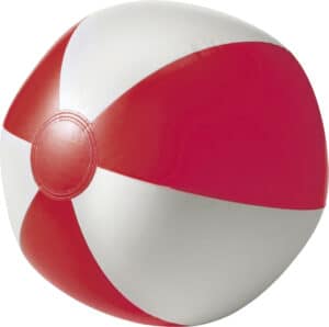 Compacte strandbal met witte en gekleurde vlakken Playa Ø 23-25 cm rood-wit
