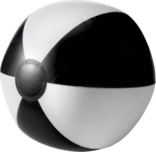 Compacte strandbal met witte en gekleurde vlakken Playa Ø 23-25 cm zwart-wit