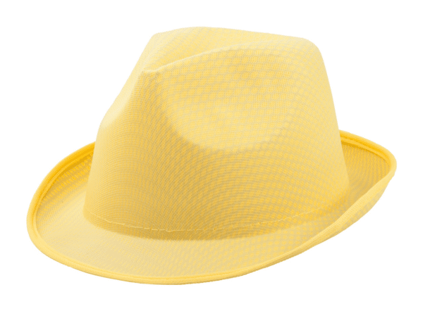 Promo festival / party hoed BRAZ van stevig polyester geel