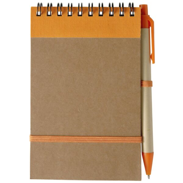 Kartonnen (A6) notitieboekje met balpen SONORA oranje