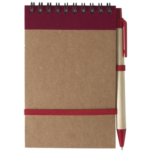 Kartonnen (A6) notitieboekje met balpen SONORA rood