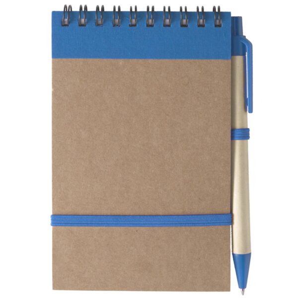 Kartonnen (A6) notitieboekje met balpen SONORA blauw