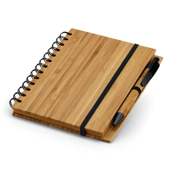 A5 bamboe spiraal notitieboek met balpen BAMBLOC naturel