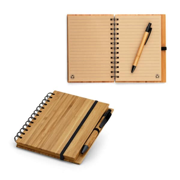 A5 bamboe notitieboek met balpen BAMBLOC naturel set