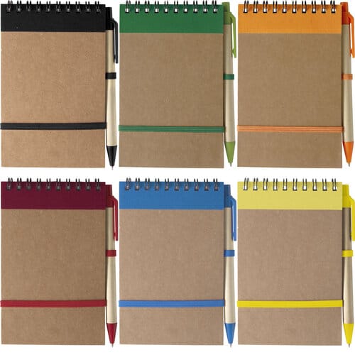 Kartonnen (A6) notitieboekje met balpen SONORA set