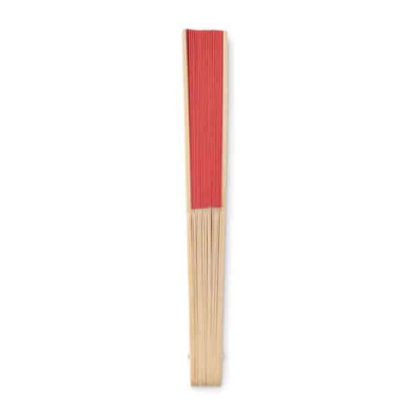Handwaaier van bamboe met papieren doek FANNY PAPER rood back