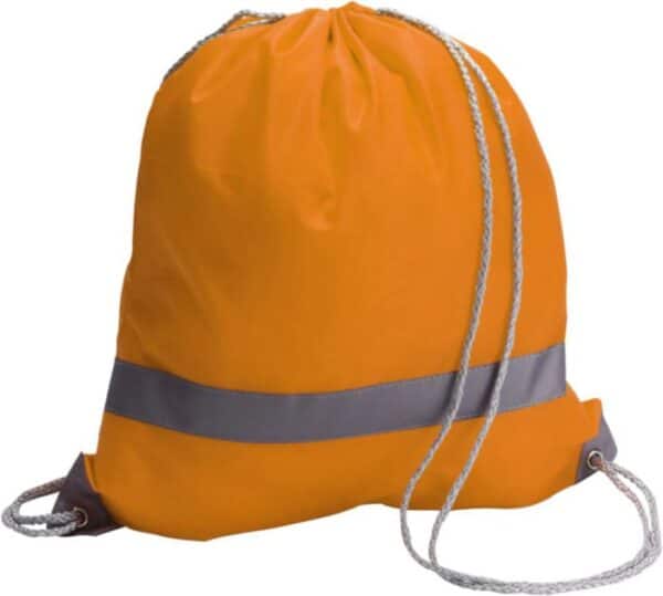 190T polyester rugtas met reflectiestreep Safety Stripe oranje