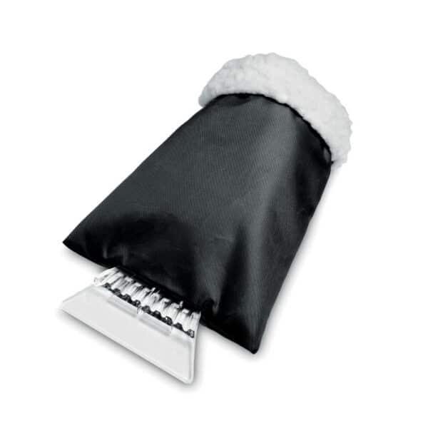 Kunststof ijskrabber met polyester gevoerde handschoen WARMIX zwart
