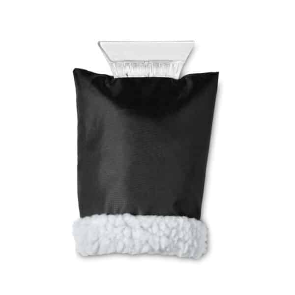 Kunststof ijskrabber met polyester gevoerde handschoen WARMIX zwart a