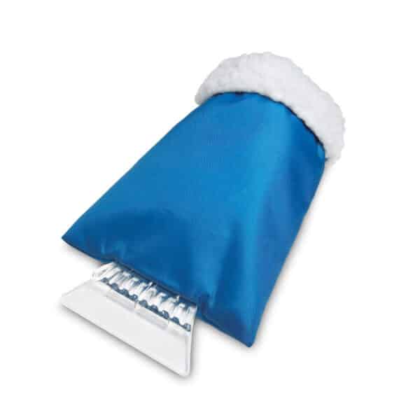 Kunststof ijskrabber met polyester gevoerde handschoen WARMIX blauw