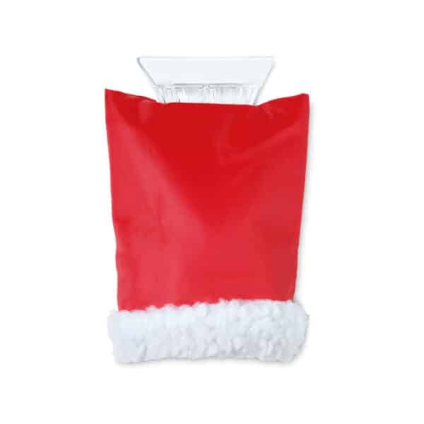 Kunststof ijskrabber met polyester gevoerde handschoen WARMIX rood a