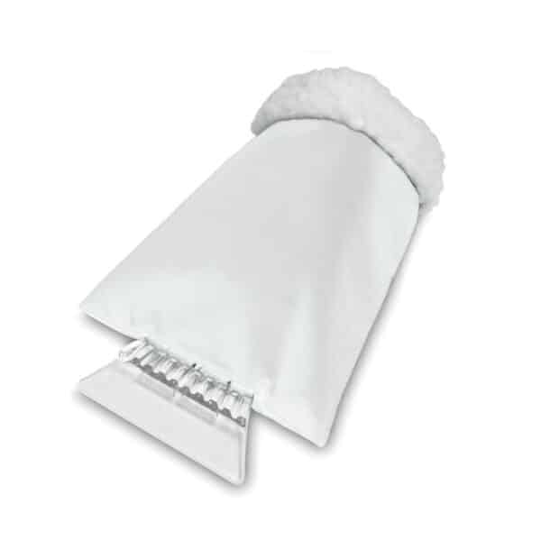 Kunststof ijskrabber met polyester gevoerde handschoen WARMIX wit