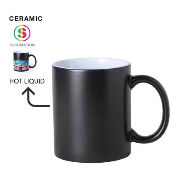 Keramische sublimatie fotomok 300 ml met thermo-sensitief glazuur SUBLIDARK zwart set