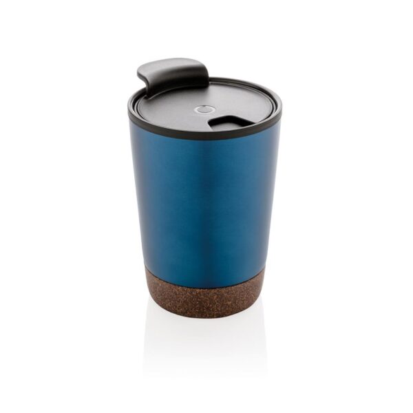 GRS gerecycled PP en roestvrijstalen kurk koffiebeker blauw 1