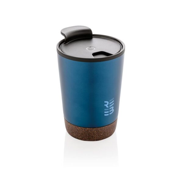 GRS gerecycled PP en roestvrijstalen kurk koffiebeker blauw 100