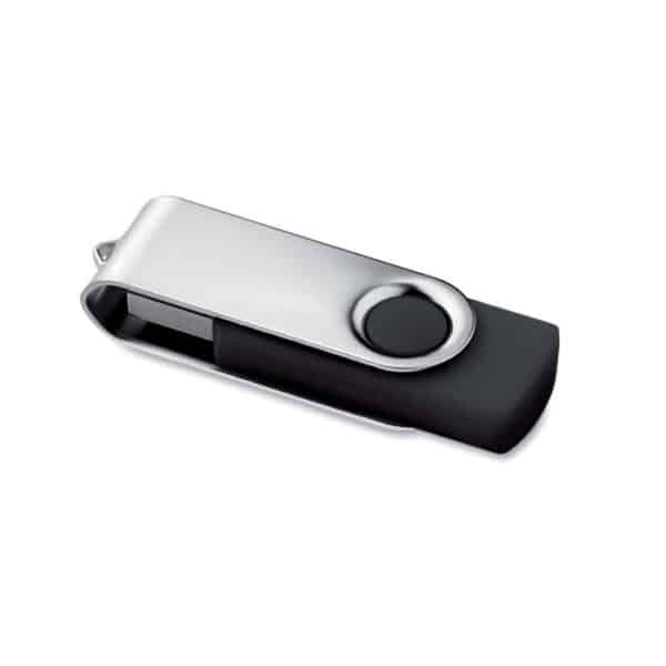 ABS kunststof USB stick 16 GB capaciteit met metalen draaimechanisme Twister zwart