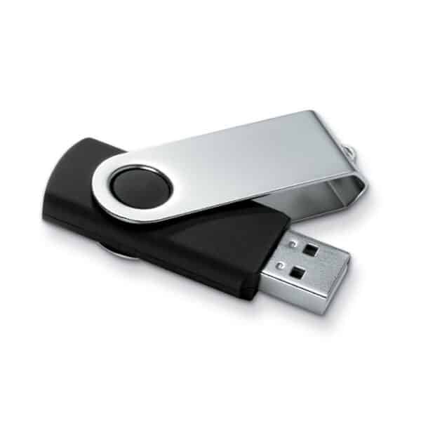 ABS kunststof USB stick 16 GB capaciteit met metalen draaimechanisme Twister zwart back
