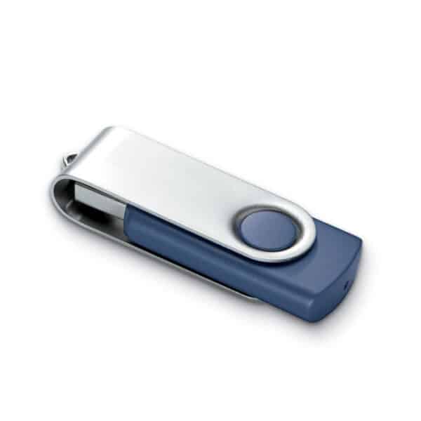 ABS kunststof USB stick 16 GB capaciteit met metalen draaimechanisme Twister donkerblauw