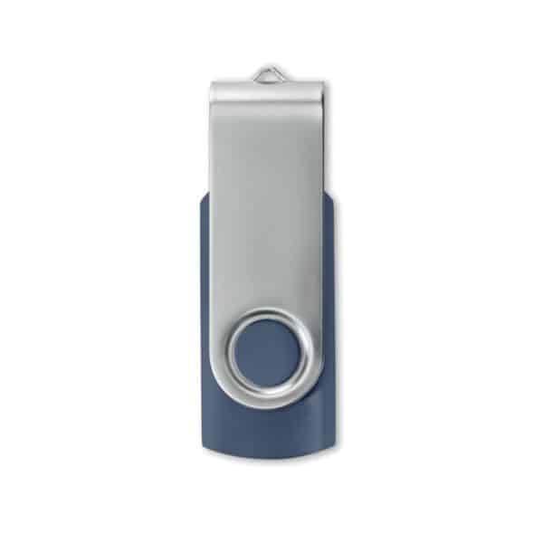 ABS kunststof USB stick 16 GB capaciteit met metalen draaimechanisme Twister donkerblauw top