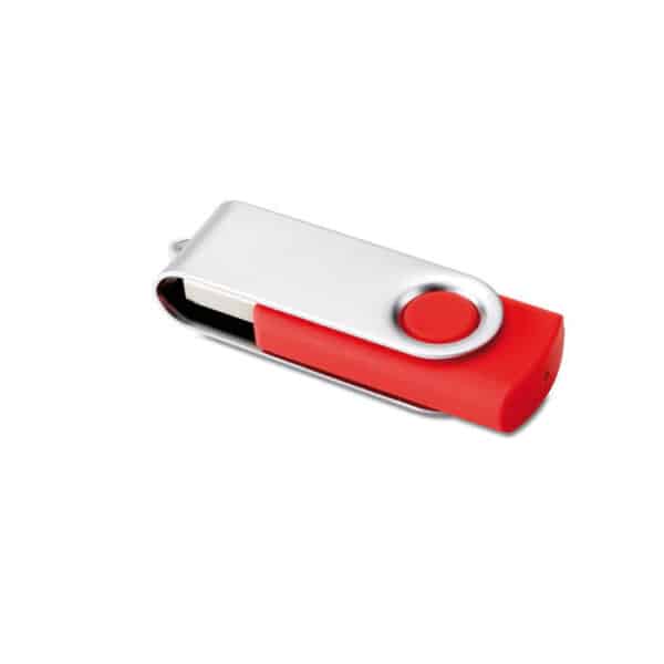 ABS kunststof USB stick 16 GB capaciteit met metalen draaimechanisme Twister rood
