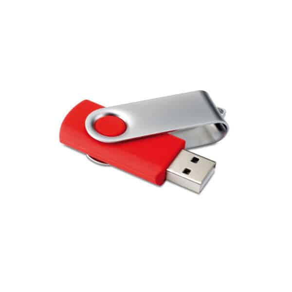 ABS kunststof USB stick 16 GB capaciteit met metalen draaimechanisme Twister rood back