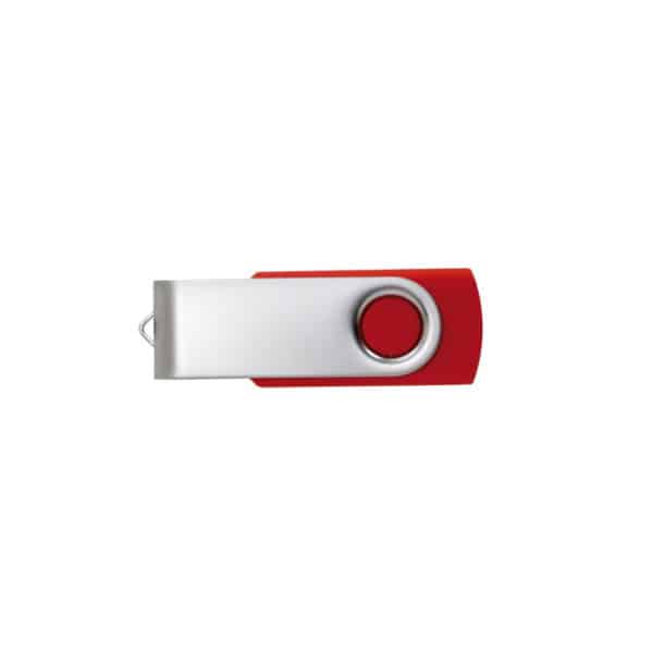 ABS kunststof USB stick 16 GB capaciteit met metalen draaimechanisme Twister rood side