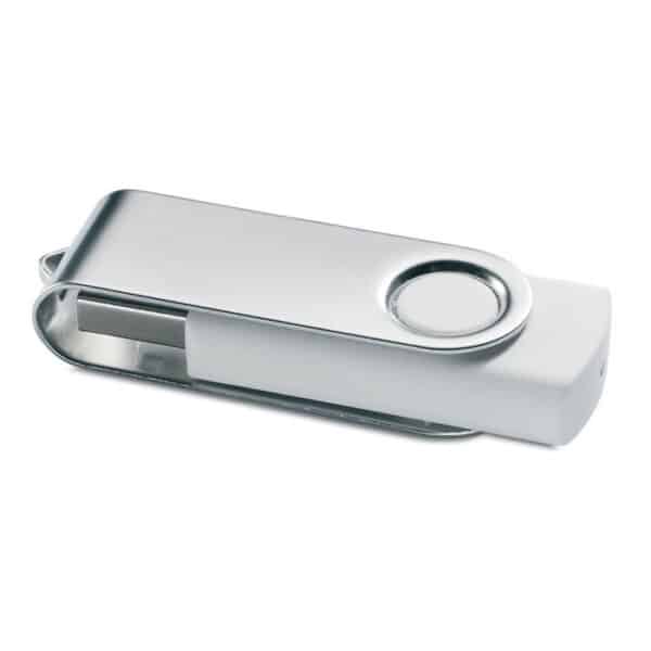 ABS kunststof USB stick 16 GB capaciteit met metalen draaimechanisme Twister wit