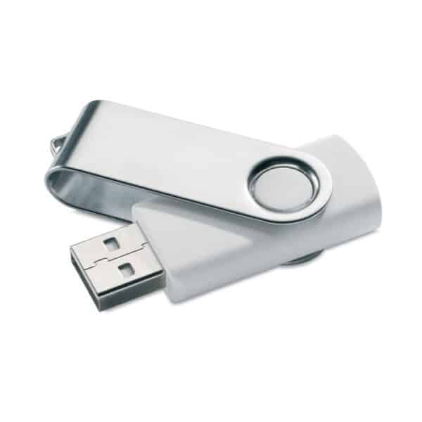 ABS kunststof USB stick 16 GB capaciteit met metalen draaimechanisme Twister wit back
