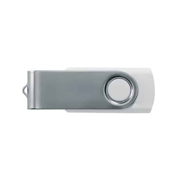 ABS kunststof USB stick 16 GB capaciteit met metalen draaimechanisme Twister wit side