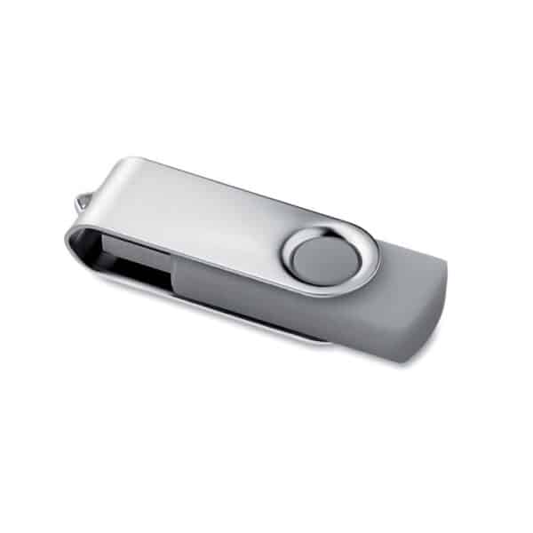 ABS kunststof USB stick 16 GB capaciteit met metalen draaimechanisme Twister grijs