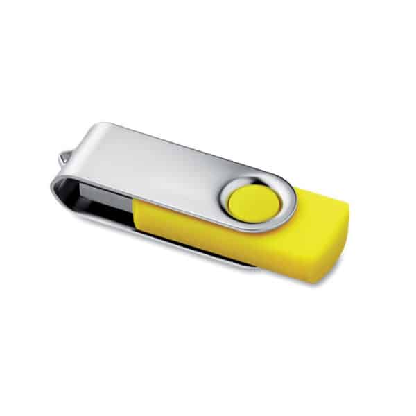 ABS kunststof USB stick 16 GB capaciteit met metalen draaimechanisme Twister geel