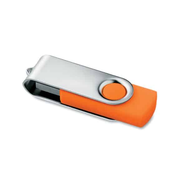 ABS kunststof USB stick 16 GB capaciteit met metalen draaimechanisme Twister oranje
