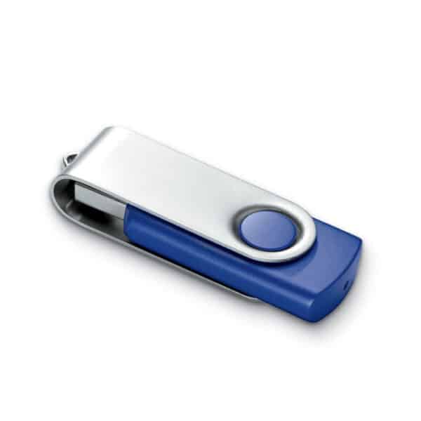 ABS kunststof USB stick 16 GB capaciteit met metalen draaimechanisme Twister kobaltblauw