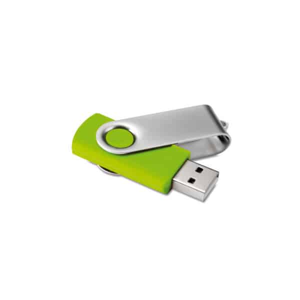 ABS kunststof USB stick 16 GB capaciteit met metalen draaimechanisme Twister lichtgroen (lime) back