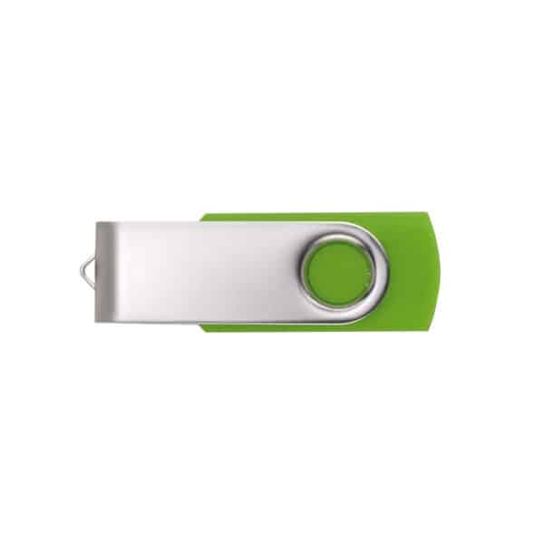 ABS kunststof USB stick 16 GB capaciteit met metalen draaimechanisme Twister lichtgroen (lime) side
