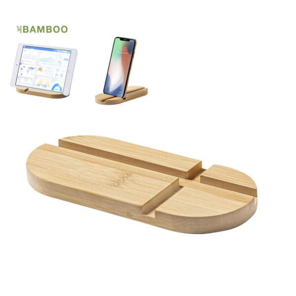 Bamboe tablet of smartphone houder ROBIN naturel set