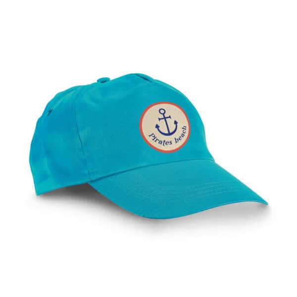 Polyester kinder promo baseball cap / pet CHILKA lichtblauw logo