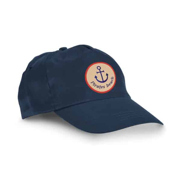 Polyester kinder promo baseball cap / pet CHILKA donkerblauw logo